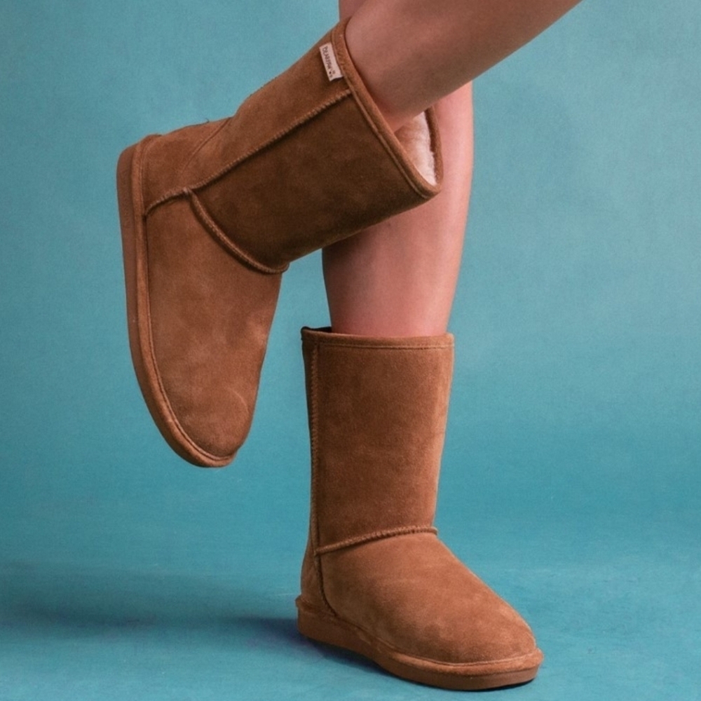 New! Bearpaw Eva Short Leather Suede Wool Winter Boots
